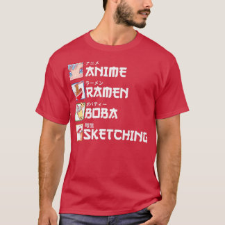 Anime Ramen Boba Sketching Japanischer Manga Milk T-Shirt