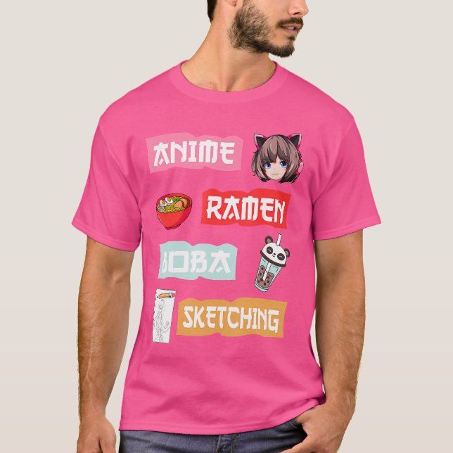 Anime Ramen Boba Sketching - Kawaii Anime Lover Gi T-Shirt (Vorderseite)