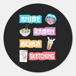 Anime Ramen Boba Sketching Kawaii Anime Lover Mer Runder Aufkleber