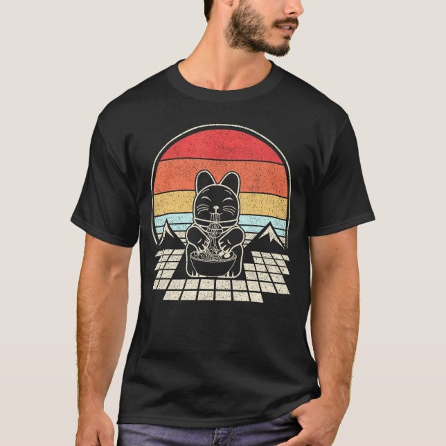 Anime Ramen Cat Japanisch Noodles Ästhetik Kawaii T-Shirt (Vorderseite)