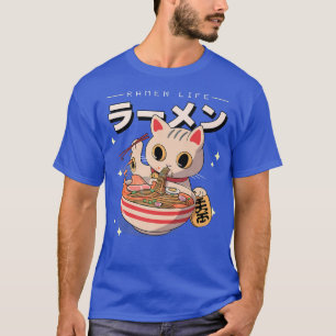 Anime Ramen Cat Japanisch Noodles Retro Gold Lucky T-Shirt