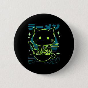 Anime Ramen Cat Japanisch Retro Noodles Ästhetik K Button