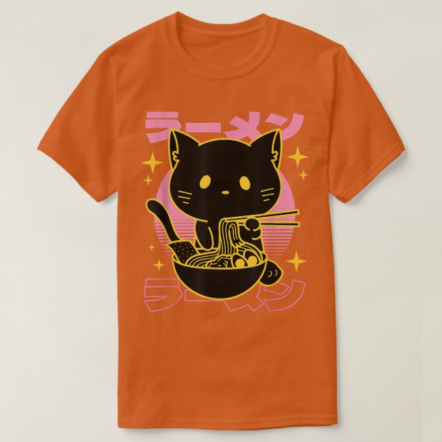 Anime Ramen Cat Retro Japanese Noodles Kawaii Gift T-Shirt (Design vorne)