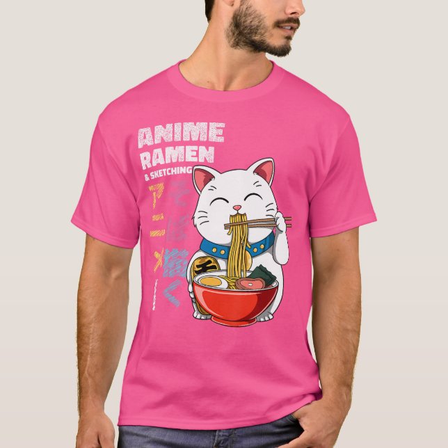 Anime-Ramen und Skizzen T-Shirt (Vorderseite)
