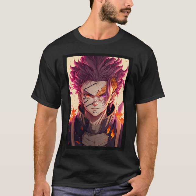 Anime Red Hair Warrior God T-Shirt (Vorderseite)