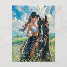 Anime Rider in der majestätischen Bergwelt Postkarte