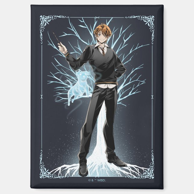 Anime Ron Weasleys Jack Russell Terrier Patronus Magnet (Vorderseite)