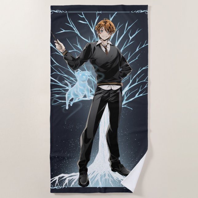 Anime Ron Weasleys Jack Russell Terrier Patronus Strandtuch (Vorderseite)
