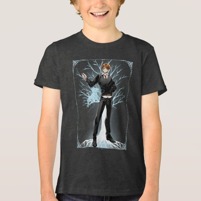 Anime Ron Weasleys Jack Russell Terrier Patronus Tri-Blend Shirt (Vorderseite)