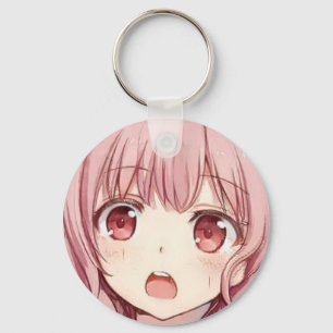 Anime rosa-haarige Pflaumenaugen erschreckten Schl Schlüsselanhänger