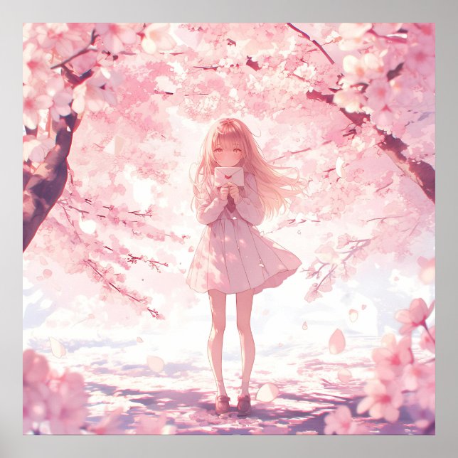 Anime Sakura Girl beglückt ihre Gefühle Poster (Vorne)