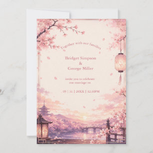 Anime Sakura Sonnenuntergang Hochzeitsträume Einladung