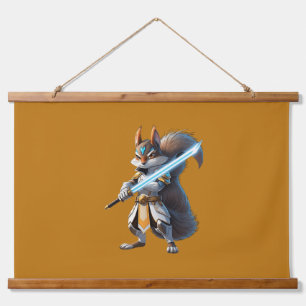 Anime-Samurai-Eichhörnchen-Krieger Wandteppich Mit Holzrahmen