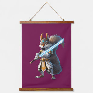 Anime-Samurai-Eichhörnchen-Krieger Wandteppich Mit Holzrahmen