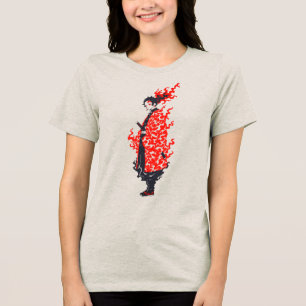 Anime Samurai Fiery Warrior Japanisches Anime Tri-Blend Shirt