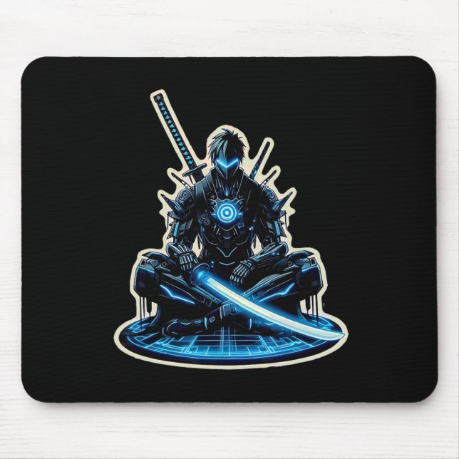 Anime Samurai Gamer Warrior Sci-fi Cyber Punk Futu Mousepad (Vorne)