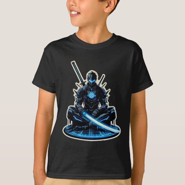 Anime Samurai Gamer Warrior Sci-fi Cyber Punk Futu T-Shirt (Vorderseite)