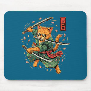 Anime Samurai-Katze Drei Schwerter japanischer Sti Mousepad