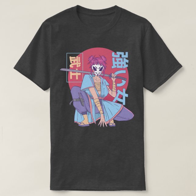 Anime samurai Krieger Japanisches Mädchen  T-Shirt (Design vorne)