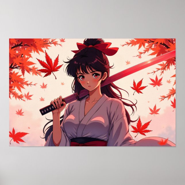 Anime-Samurai-Mädchen Poster (Vorne)