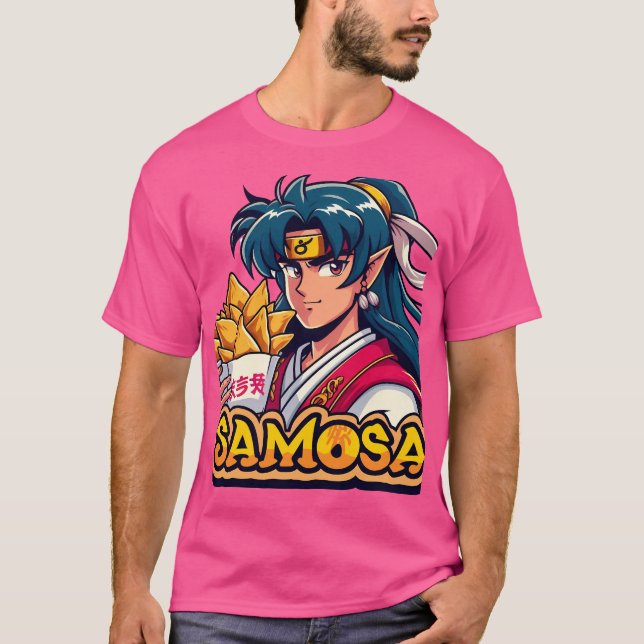 Anime Samurai Samosa Lover Art T-Shirt (Vorderseite)