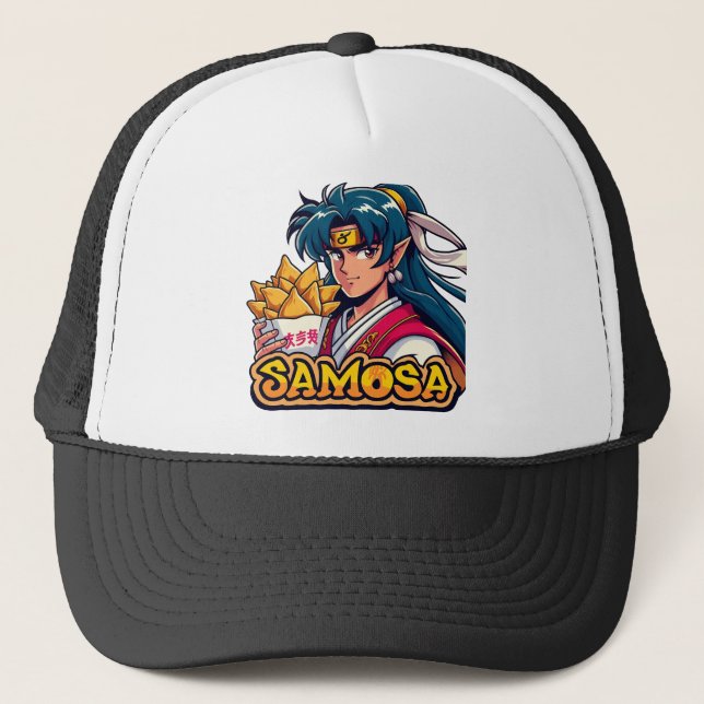 Anime Samurai Samosa Lover Art Truckerkappe (Vorderseite)