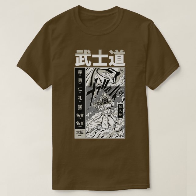Anime Samurai Warrior Katana Fighter  T-Shirt (Design vorne)