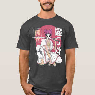 Anime Samurai Warrior mit japanischer Fo Kitsune M T-Shirt