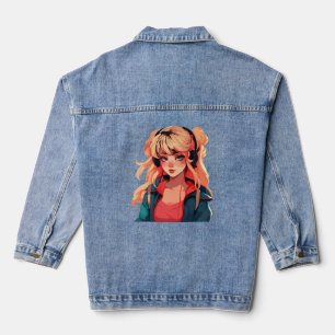 Anime Serenade: Türkise Melodie Jeansjacke