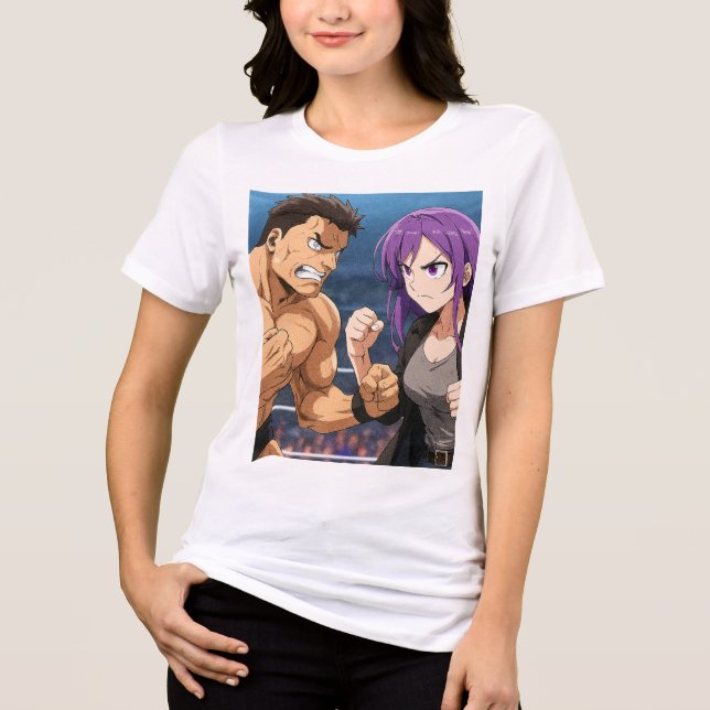 Anime Showdown: Fighter vs Heroine Tri-Blend Shirt (Vorderseite)