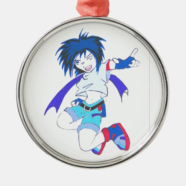Anime Silbernes Ornament (Vorne)