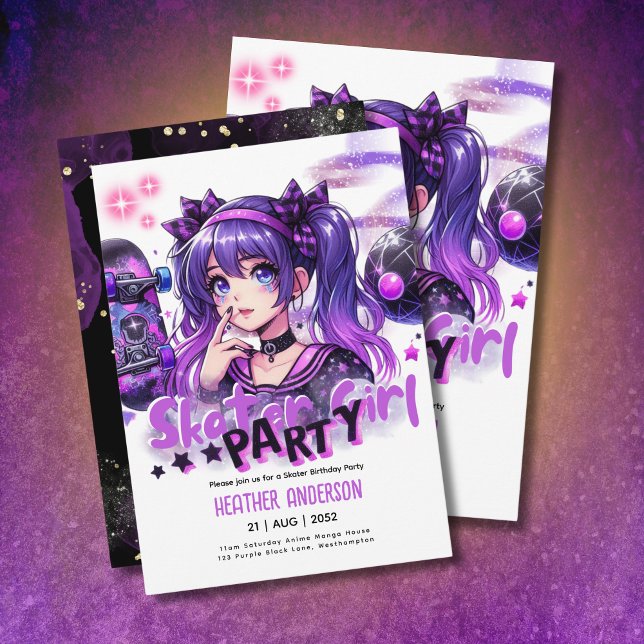 Anime Skater Girl Birthday Party Skateboarding (Von Creator hochgeladen)