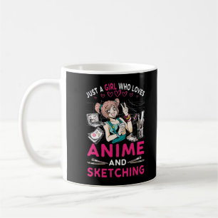 Anime Sketching Girl Otaku Teen Japanischer Comic  Kaffeetasse