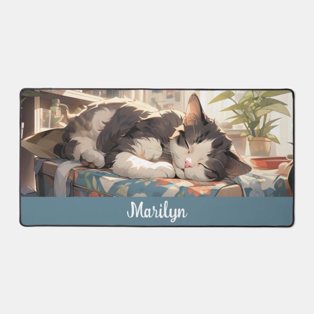 Anime Sleeping Cat Schreibtischunterlage (Vorderseite)