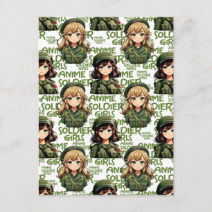 Anime-Soldatinnen-Musterdesign  Postkarte
