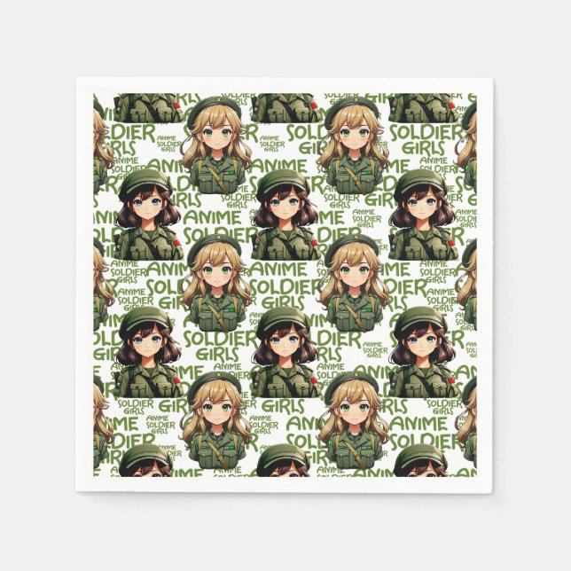 Anime Soldier Girls Design Serviette (Vorderseite)