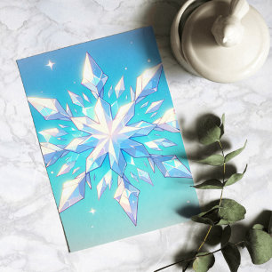 Anime-Stil Schneeflocken Kunst Eleganter Winter Postkarte