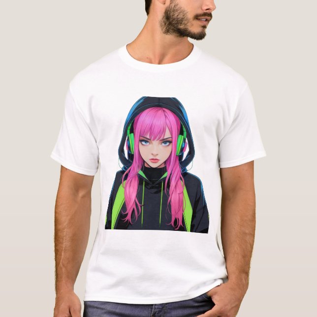 Anime Streetwear Girl T-Shirt (Vorderseite)