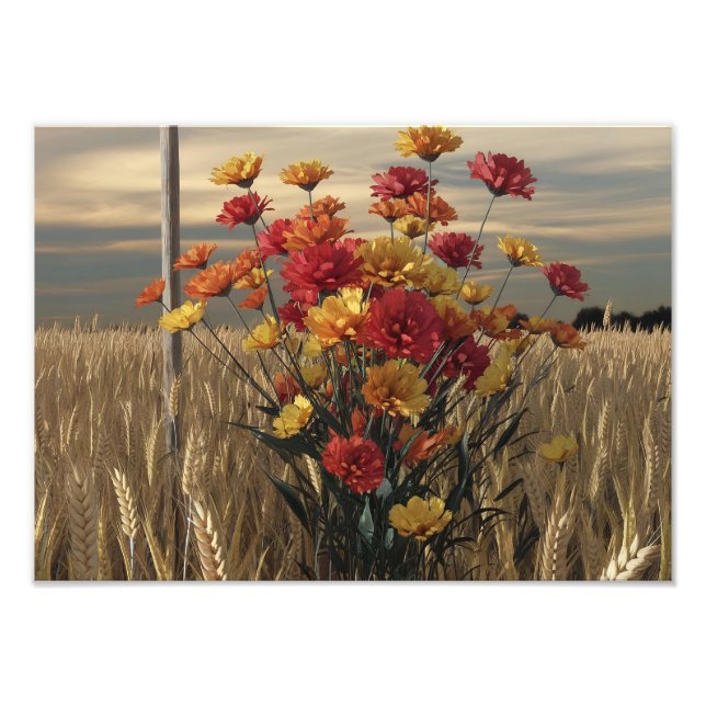 Anime-Style 3D-Render der Herbst-Wildblume Bouquet Fotodruck (Vorne)