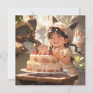 Anime Style Birthday Celebration Art Einladung