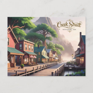 Anime Style Creek Street, Ketchikan, Alaska Postkarte