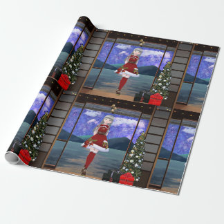 Anime Style Girl Christmas Wrapping Paper Geschenkpapier