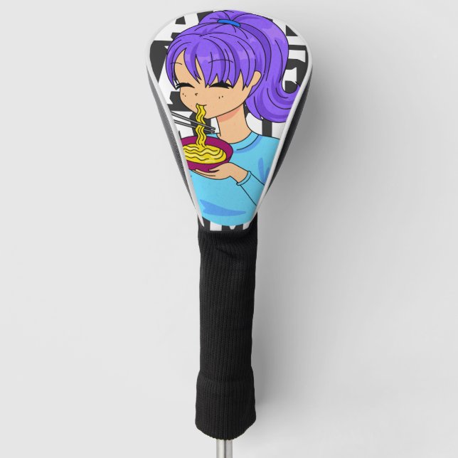 Anime style girl isst Noodles Golf Headcover (Vorderseite)