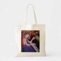 Anime Style Mädchen spielt Klavier elegante Musik