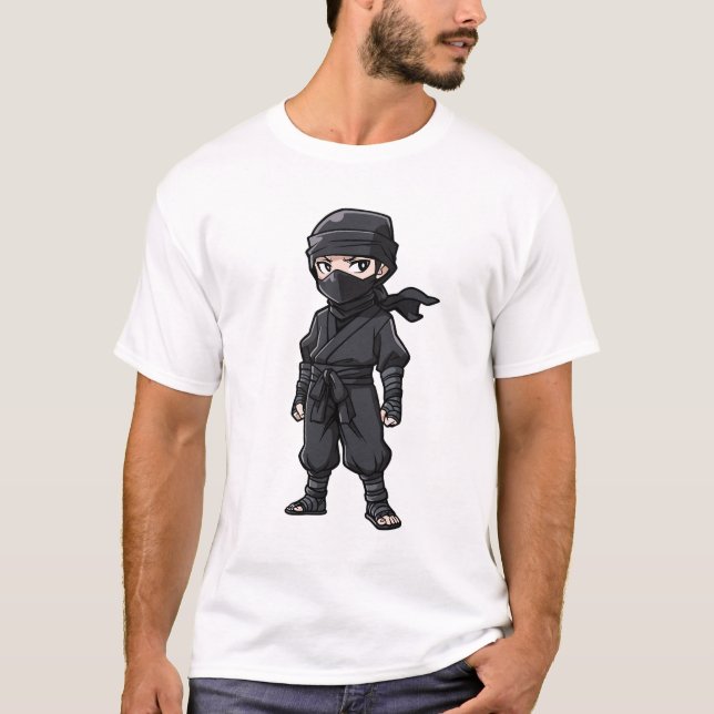 Anime Style Ninja Warrior Boys Birthday Party T-Shirt (Vorderseite)
