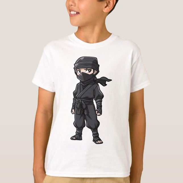 Anime Style Ninja Warrior Boys Birthday Party T-Shirt (Vorderseite)
