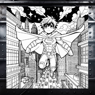 Anime Superhero Boy   Kid's Coloring Poster