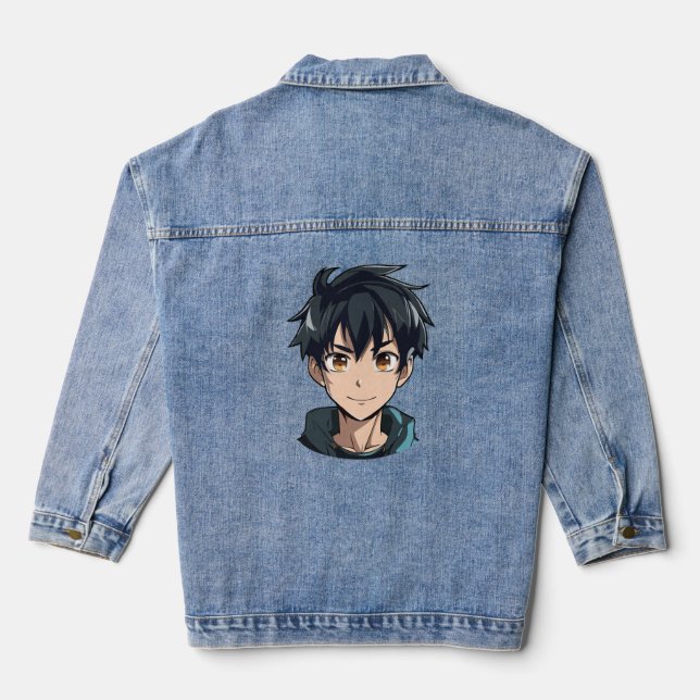 Anime Superpower Delight - Young Man Character Jeansjacke (Rückseite)