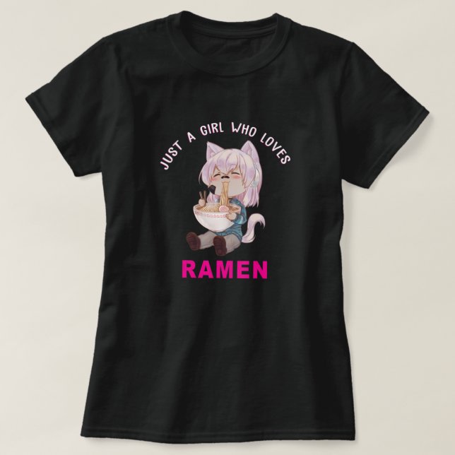 Anime T-Shirt Just A Girl, die Lieben Ramen | Japa (Design vorne)