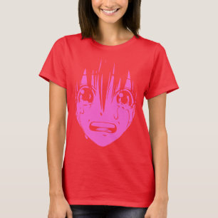 Anime-T - Shirt: Schreiendes Mädchen (Rot und T-Shirt